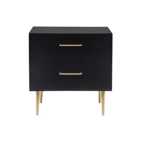 Nightstands-Kirkland's Home 2-Drawer Nightstand With Gold Hardware Black