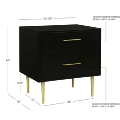Nightstands-Kirkland's Home 2-Drawer Nightstand With Gold Hardware Black