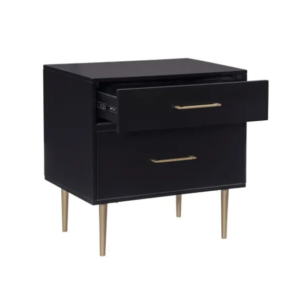 Nightstands-Kirkland's Home 2-Drawer Nightstand With Gold Hardware Black