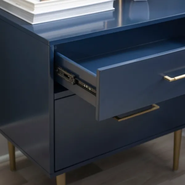 Nightstands-Kirkland's Home 2-Drawer Nightstand With Gold Hardware Blue