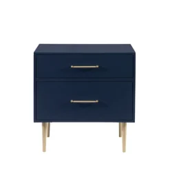 Nightstands-Kirkland's Home 2-Drawer Nightstand With Gold Hardware Blue