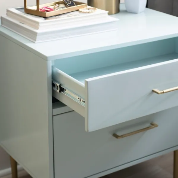 Nightstands-Kirkland's Home 2-Drawer Nightstand With Gold Hardware Gray