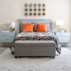 Nightstands-Kirkland's Home 2-Drawer Nightstand With Gold Hardware Gray