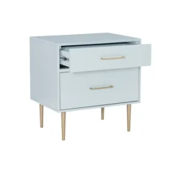 Nightstands-Kirkland's Home 2-Drawer Nightstand With Gold Hardware Gray