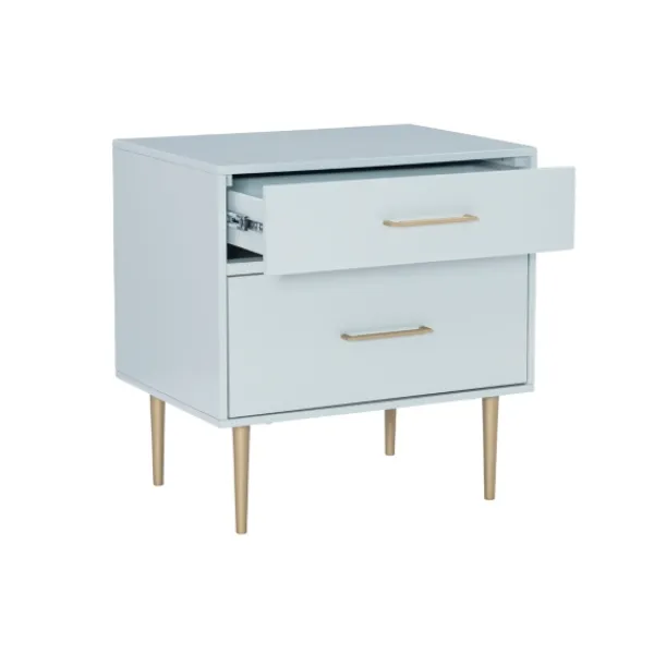 Nightstands-Kirkland's Home 2-Drawer Nightstand With Gold Hardware Gray