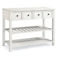 Console Tables-Kirkland's Home 2-Drawer Solid Wood Console Table White