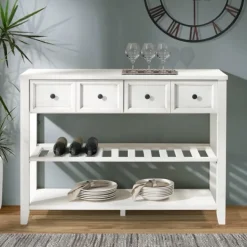 Console Tables-Kirkland's Home 2-Drawer Solid Wood Console Table White
