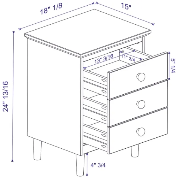 Nightstands-Kirkland's Home 3-Drawer Wood Nightstand White