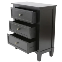 Accent & End Tables-Kirkland's Home 3-Drawer Wooden Accent Table Black