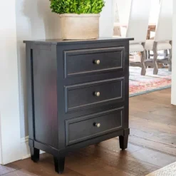 Accent & End Tables-Kirkland's Home 3-Drawer Wooden Accent Table Black