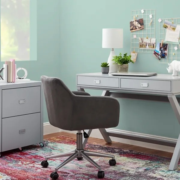Office Furniture-Kirkland's Home 2-Drawer X-Frame Desk Gray