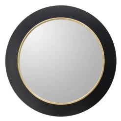 Decorative Mirrors-Kirkland's Home Drew Ii Black And Gold Round Led Mirror