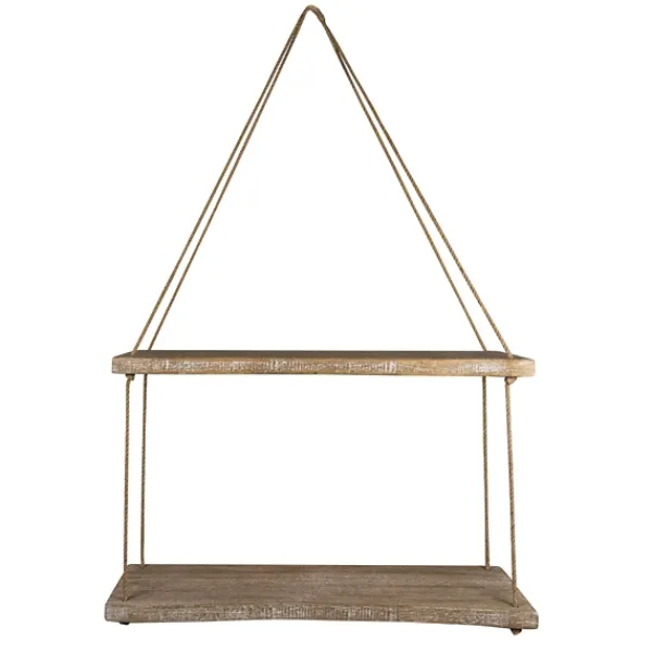 Shelves-Kirkland's Home Driftwood And Jute Rope Hanging Wall Shelf