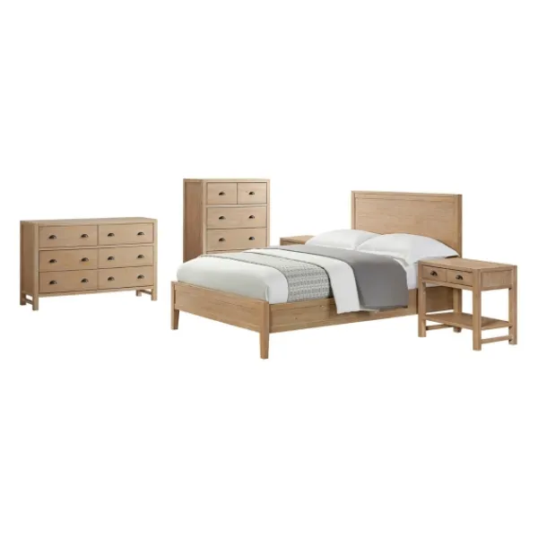 Beds & Headboards-Kirkland's Home Duke Double Driftwood Pine 5-Pc. King Bedroom Set Tan