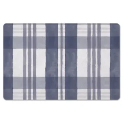 Kitchen & Floor Mats-Kirkland's Home Dusty Blue Plaid Harvest Floor Mat Blue/White