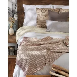 Blankets & Throws-Kirkland's Home Dusty Lilac Urban Check Throw Purple/Ivory