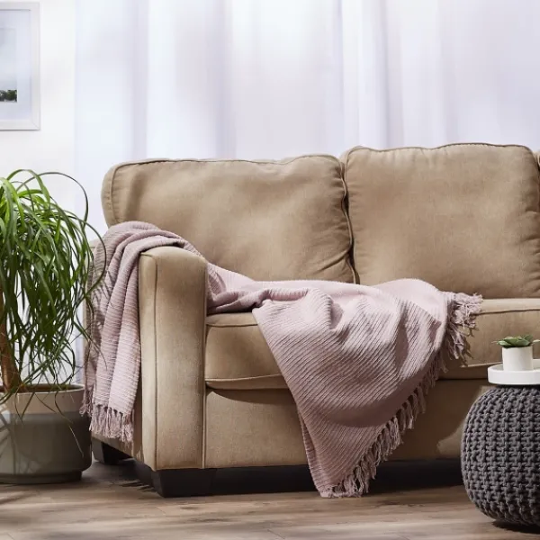 Blankets & Throws-Kirkland's Home Dusty Ribbed Fringe Throw Purple
