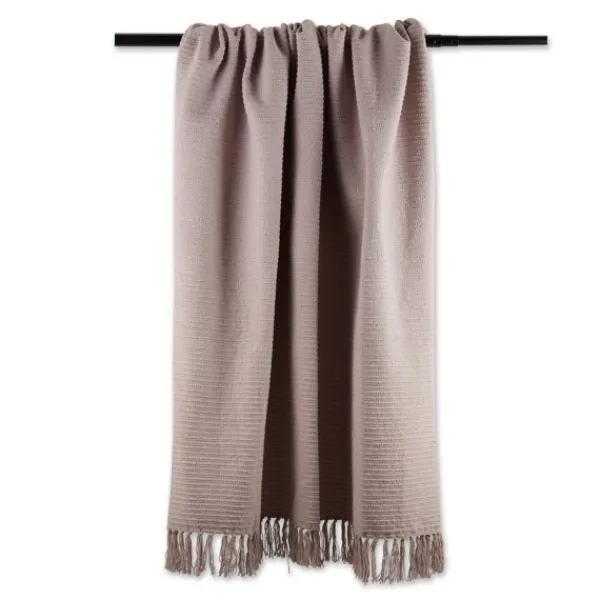 Blankets & Throws-Kirkland's Home Dusty Ribbed Fringe Throw Purple