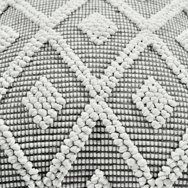 Pillows-Kirkland's Home Earl Gray Diamond Knot Tufted Throw Pillow Gray/White