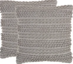 Pillows-Kirkland's Home Earl Woven Stripes Throw Pillows, Set Of 2 Gray