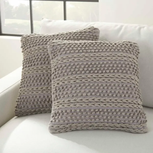 Pillows-Kirkland's Home Earl Woven Stripes Throw Pillows, Set Of 2 Gray