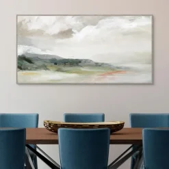 Framed Art-Kirkland's Home Earth And Clouds Abstract Framed Wall Art White/Green/Orange