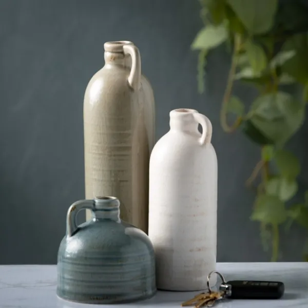 Vases-Kirkland's Home Earth Tones Jug Vases, Set Of 3 Gray/White/Blue