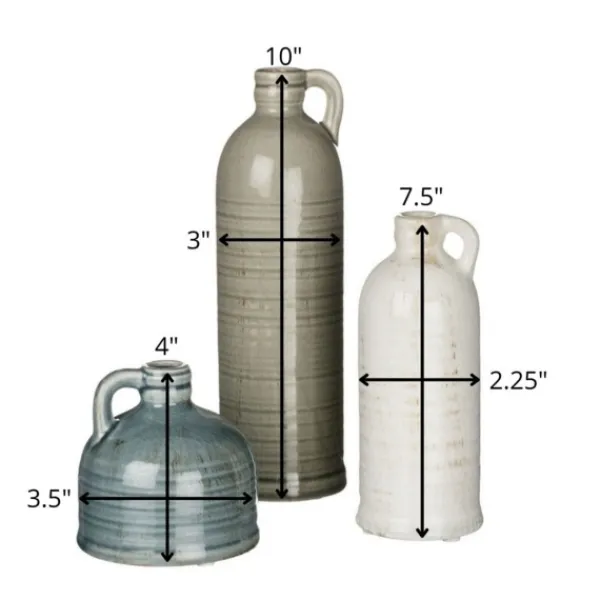Vases-Kirkland's Home Earth Tones Jug Vases, Set Of 3 Gray/White/Blue