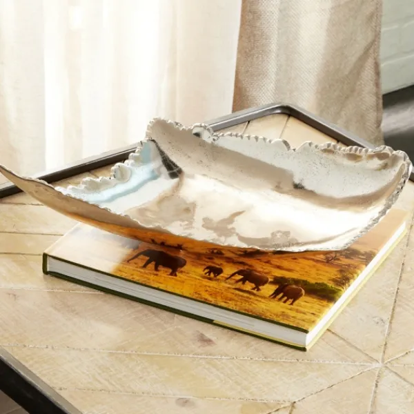 Decorative Trays-Kirkland's Home Earthy Abstract Cracked Decorative Tray Silver