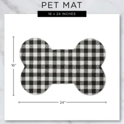Kitchen & Floor Mats-Kirkland's Home Eat Play Love Bone-Shaped Pet Bowl Mat Gray