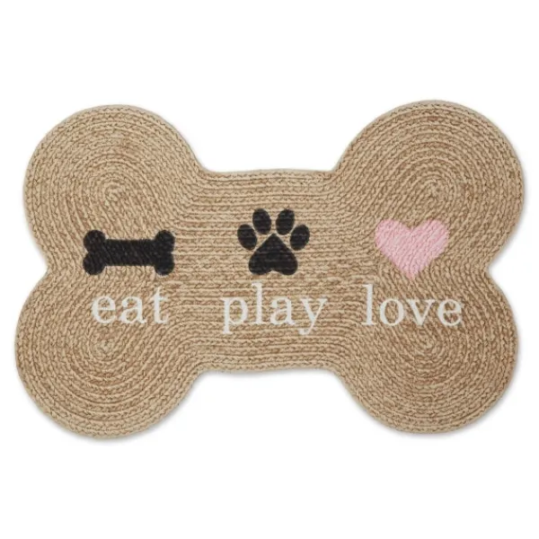Kitchen & Floor Mats-Kirkland's Home Eat Play Love Bone-Shaped Pet Bowl Mat Tan