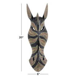 Wall Plaques-Kirkland's Home Ebony Dot Art Zebra Mask Wall Sculpture Black