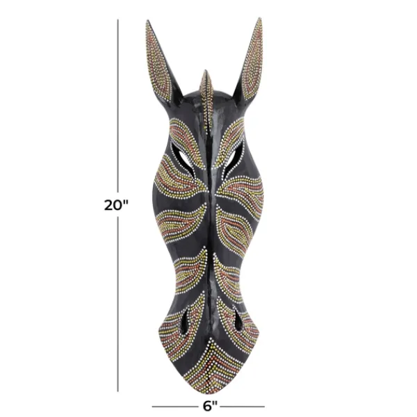 Wall Plaques-Kirkland's Home Ebony Dot Art Zebra Mask Wall Sculpture Black
