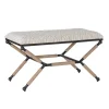 Benches & Ottomans-Kirkland's Home Eclectic Black And White Striped X Frame Bench Black/White/Brown