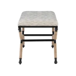 Benches & Ottomans-Kirkland's Home Eclectic Black And White Striped X Frame Bench Black/White/Brown