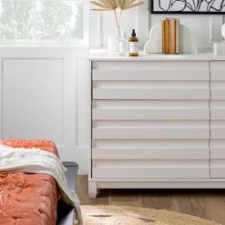 Dressers & Chests-Kirkland's Home Eco Pine Wood Channeled Drawer Dresser White