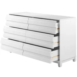 Dressers & Chests-Kirkland's Home Eco Pine Wood Channeled Drawer Dresser White