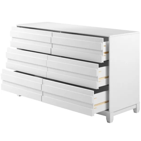 Dressers & Chests-Kirkland's Home Eco Pine Wood Channeled Drawer Dresser White