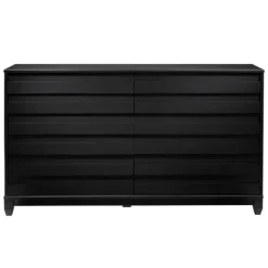 Dressers & Chests-Kirkland's Home Eco Pine Wood Channeled Drawer Dresser Black