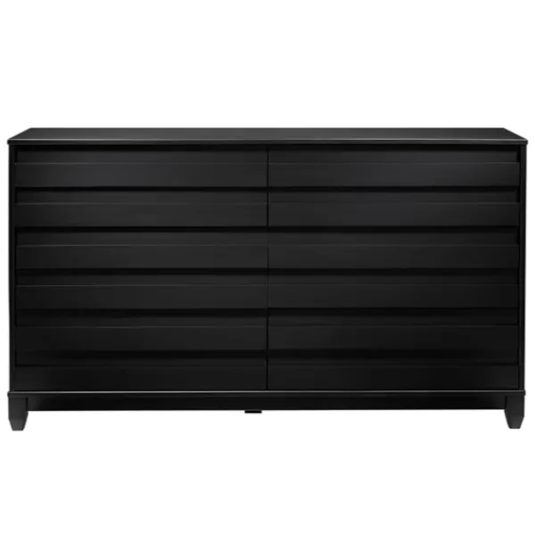 Dressers & Chests-Kirkland's Home Eco Pine Wood Channeled Drawer Dresser Black