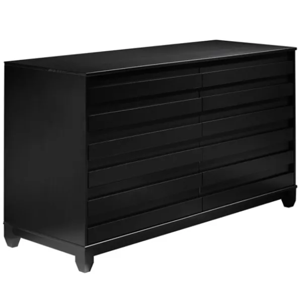 Dressers & Chests-Kirkland's Home Eco Pine Wood Channeled Drawer Dresser Black