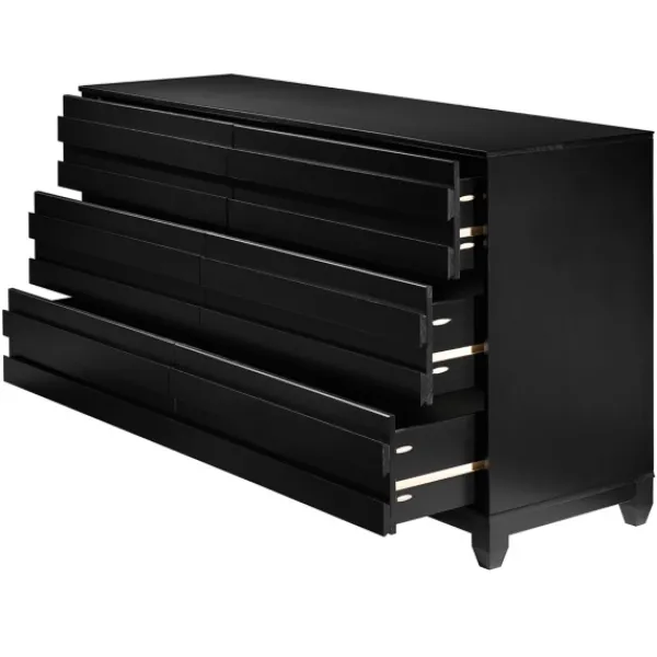Dressers & Chests-Kirkland's Home Eco Pine Wood Channeled Drawer Dresser Black