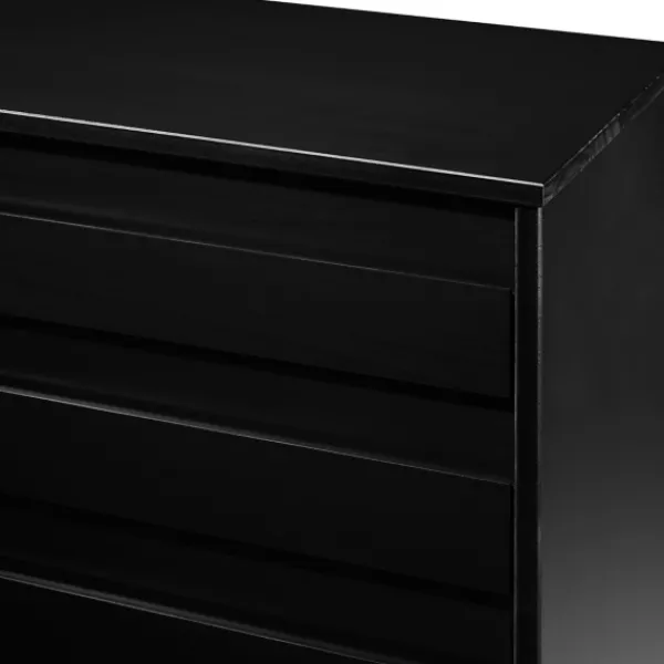 Dressers & Chests-Kirkland's Home Eco Pine Wood Channeled Drawer Dresser Black