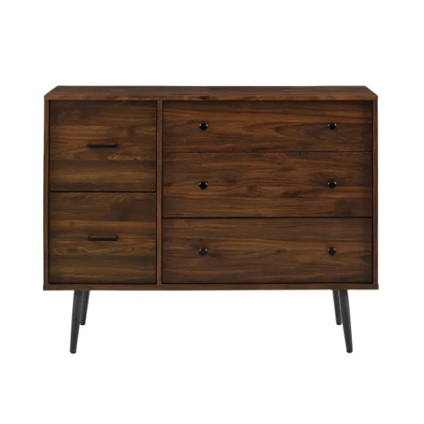 Dressers & Chests-Kirkland's Home Eden Dark Walnut Tapered Legs Dresser Brown