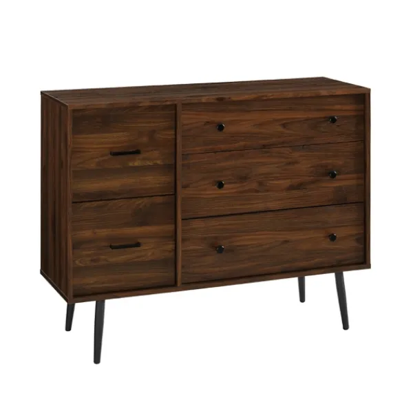 Dressers & Chests-Kirkland's Home Eden Dark Walnut Tapered Legs Dresser Brown
