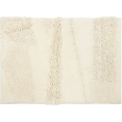 Bathroom Rugs-Kirkland's Home Eggshell Asymmetrical Cotton Bath Mat, 34 In. White