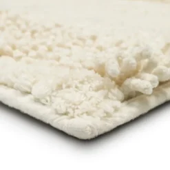 Bathroom Rugs-Kirkland's Home Eggshell Asymmetrical Cotton Bath Mat, 34 In. White
