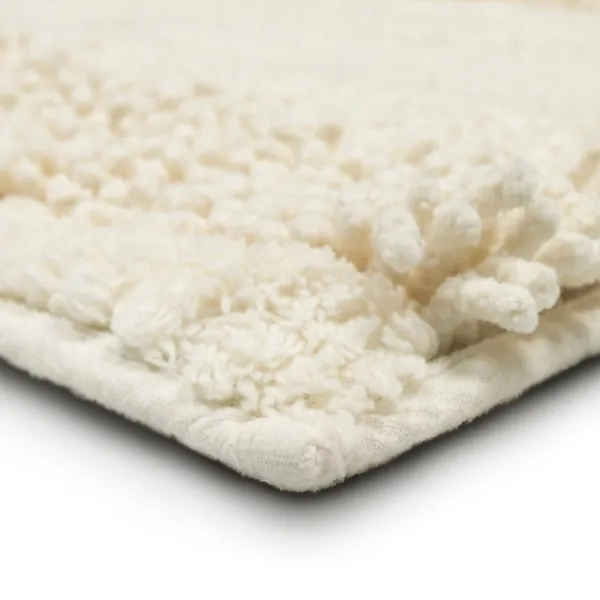 Bathroom Rugs-Kirkland's Home Eggshell Asymmetrical Cotton Bath Mat, 24 In. White