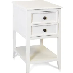 Accent & End Tables-Kirkland's Home Eggshell Slim Side Table With Shelf White