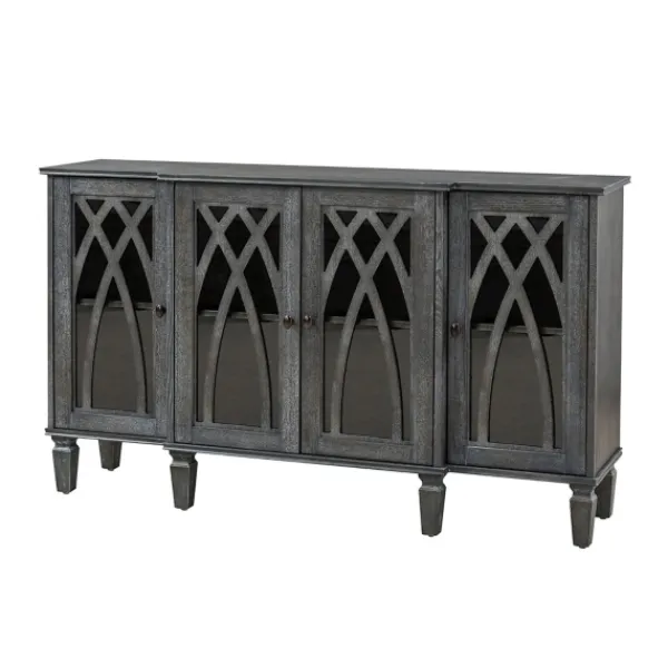 Cabinets & Sideboards-Kirkland's Home Eleanora Wood 4-Door Sideboard Gray